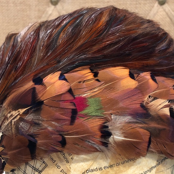 Vintage pheasant feather fascinator hat 1950s - Picture 5 of 10